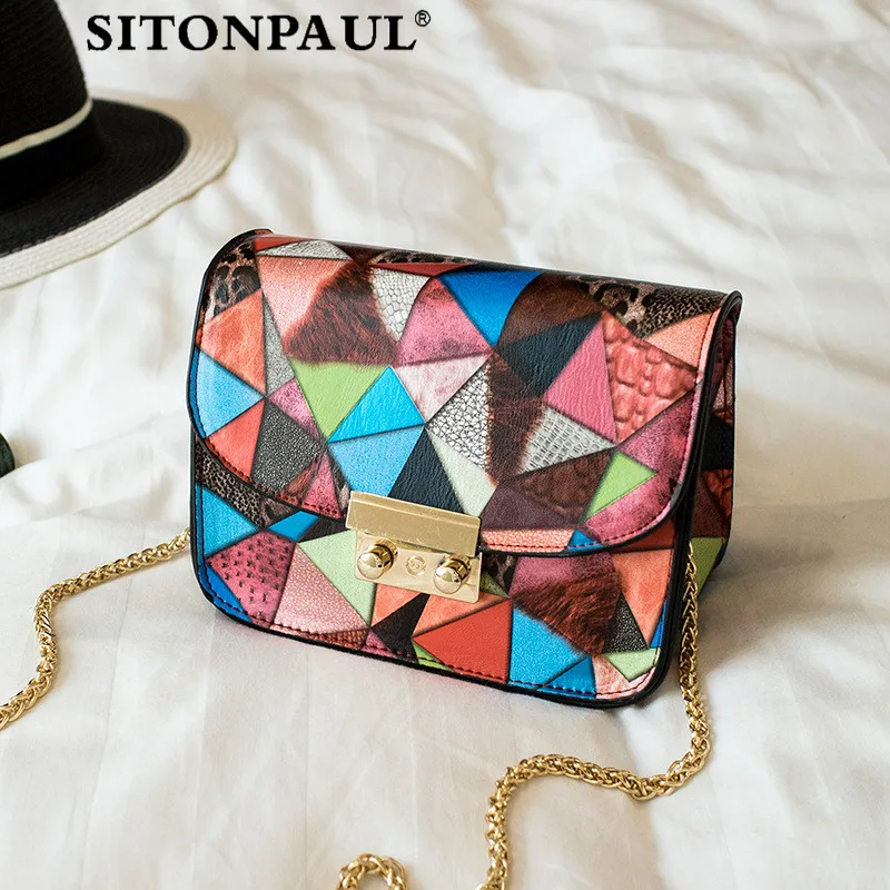 SITONPAUL 2017 Women Patchwork Handbag Small Shoulder Messenger Bag