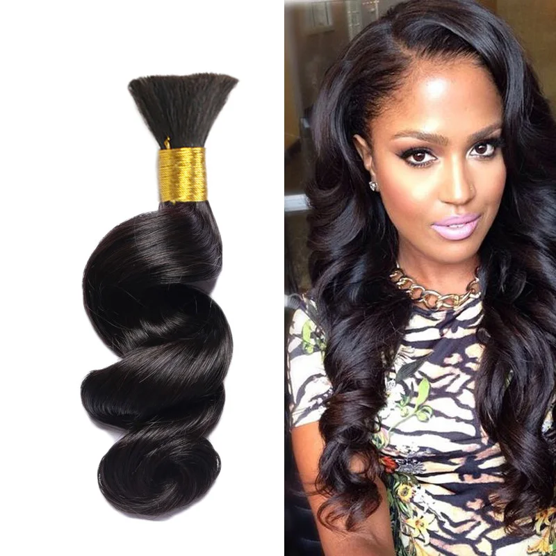 7A Mongolian Loose Wave Virgin Hair Human Braiding Hair Bulk 8" 28" Loose Wave Human Braiding