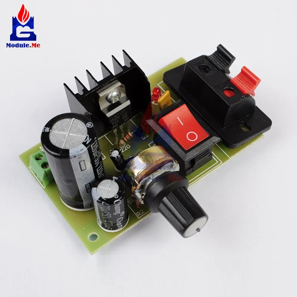 

LM317 Step Down Power Supply Module Adjustable Voltage Regulator Switch Resettable Fuse Electrolytic Capacitor Board DIY Kit