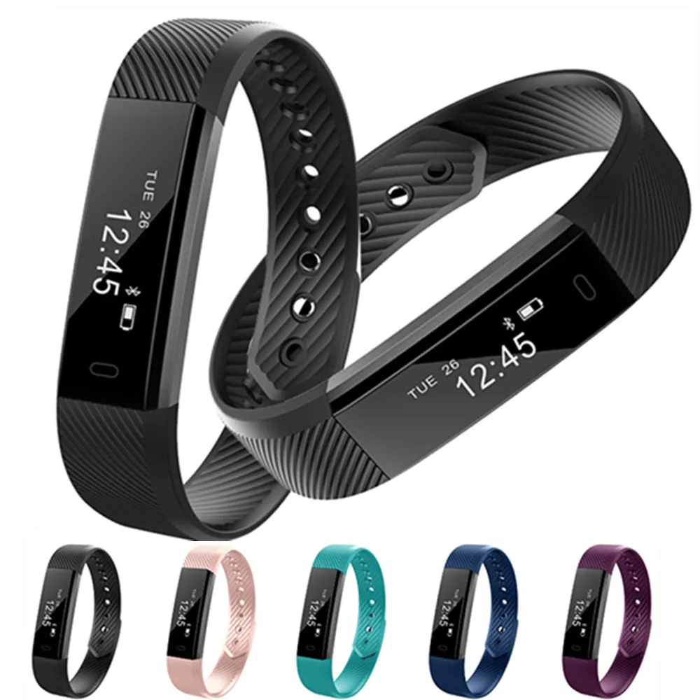 

ID115 Smart Wristband Fitness Activity Tracker Band Pedometer Bracelet Alarm Clock Smartband for Android IOS PK mi band 2 3 QW18