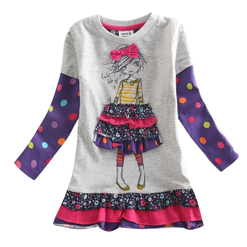 NOVATX hot selling baby girl dress cotton children autumn wear long