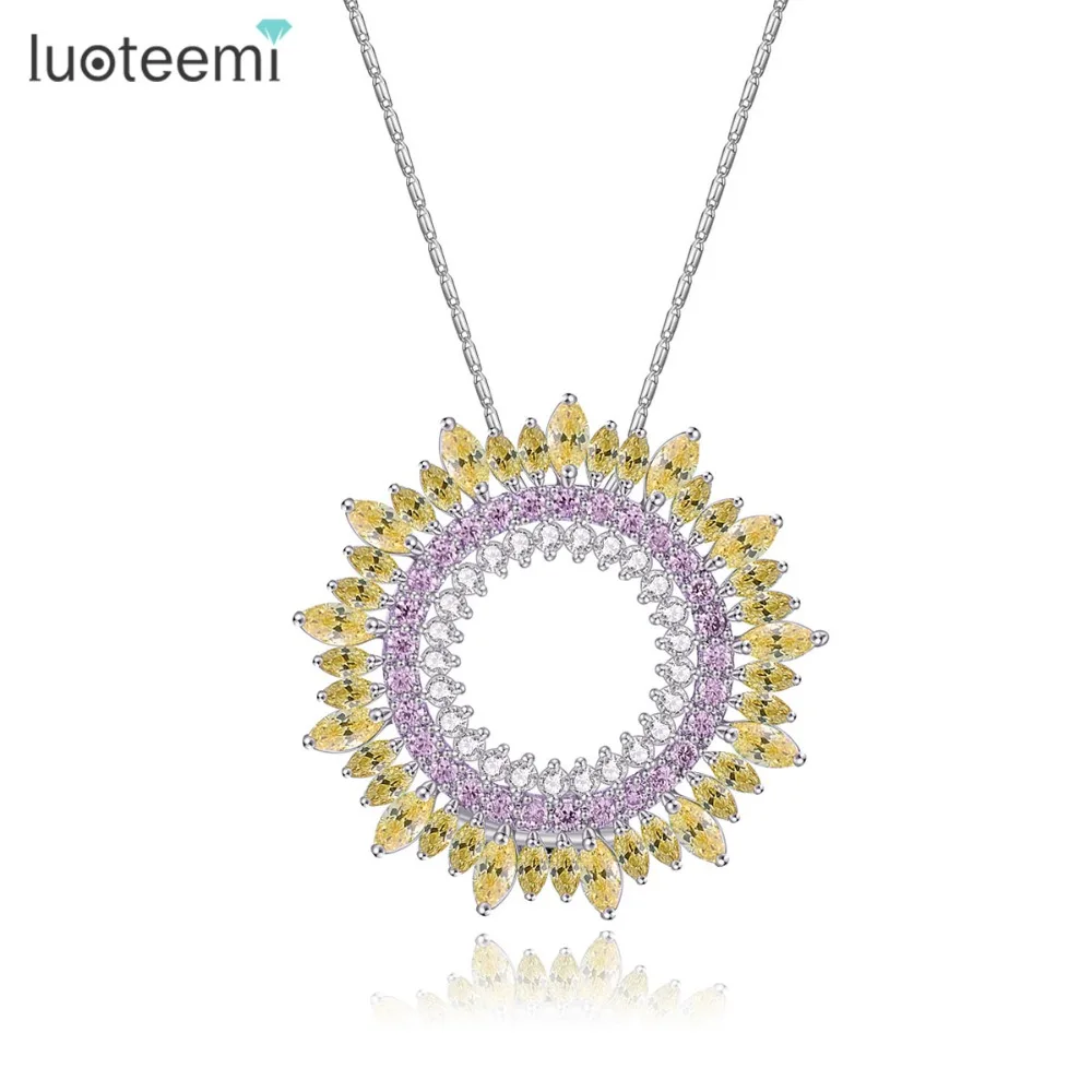 Prix pour LUOTEEMI Élégant Délicat Bijoux Zircon Tournesol Pendentif Rond Blanc Or Couleur Collier pour Femmes Accessoires De Mariage Bijoux Prix pour LUOTEEMI Élégant Délicat Bijoux Zircon Tournesol Pendentif Rond Blanc Or Couleur Collier pour Femmes Accessoires De Mariage Bijoux