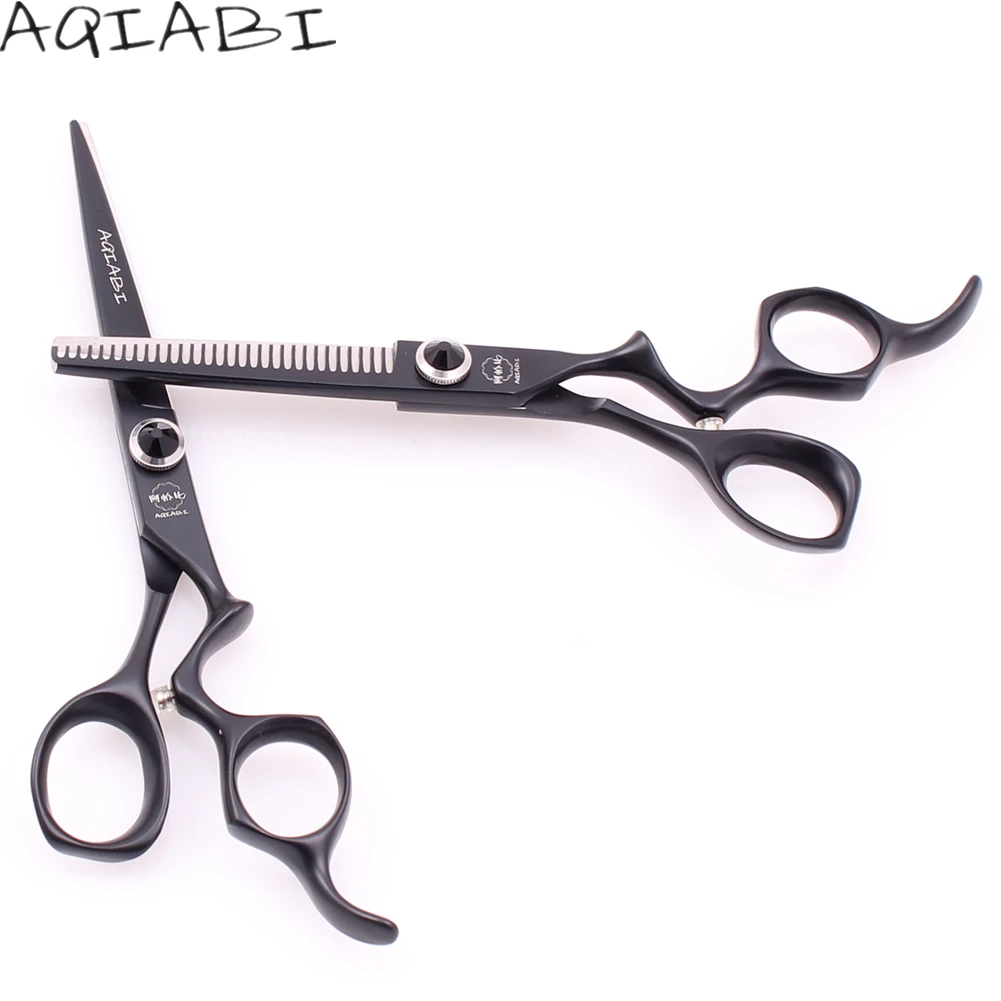 

Hair Scissors 6" AQIABI 440C Black Regular Shears Thinning Scissors Professional Hairdressing Scissors Salon Stylist Shear A9016