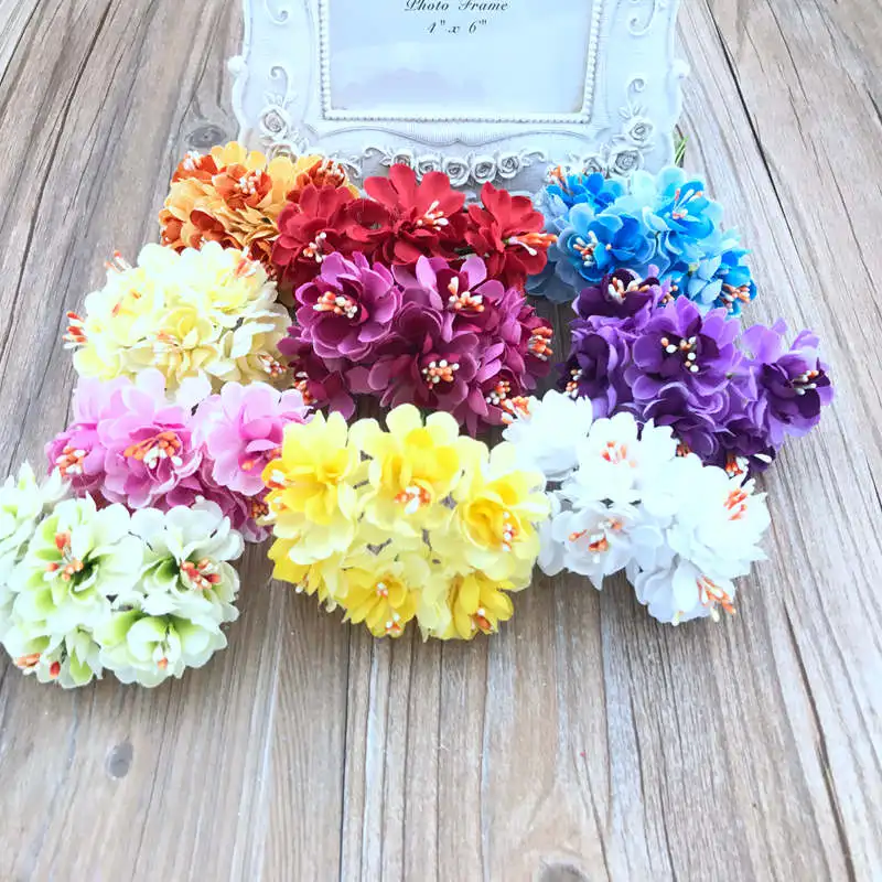 

6pcs handmade garland material small plum blossom sunflower simulation cloth bouquet hand holding flower decoration