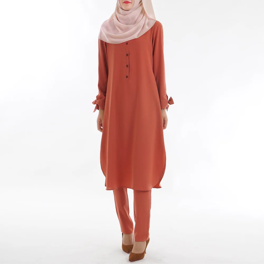 

Muslim womenswear butterfly cuff high-density silkworm wrinkle Muslim dress suit
