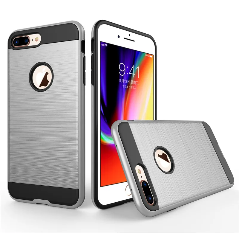 Slim Brushed Armor Case Hybrid Hard PC+Soft TPU Shockproof Back Cover for Iphone X 8 7 6S 6 Plus 5S Samsung Galaxy S9 S8 Note |