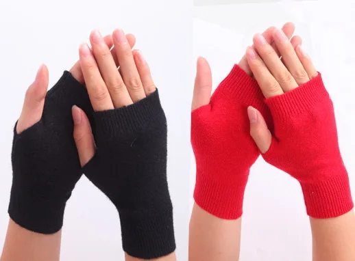 100 пар натуральная овечья шерсть перчатки с открытыми пальцами женские зимняя