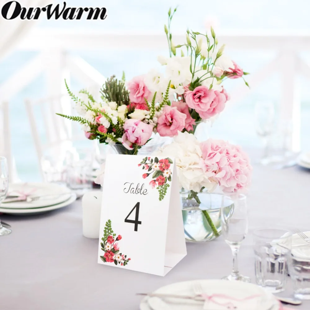 

OurWarm Wedding Double Side Paper Table Number Card Wine Table Labels Sign Birthday Rustic Boho Wedding Party Decoration