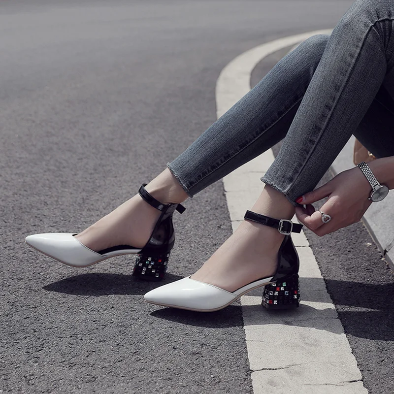 Женская обувь из натуральной кожи; пикантные женские туфли на среднем каблуке; женские туфли-лодочки из коровьей кожи на квадратном каблуке 5 см; A761