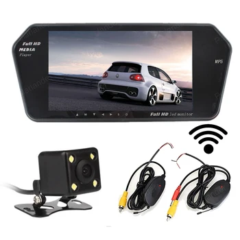 

wireless 7" inch TFT LCD Car Monitor mp5 FM USB/SD bluetooth 800* 480 2 AV in display with 4 led Reverse rear view Camera