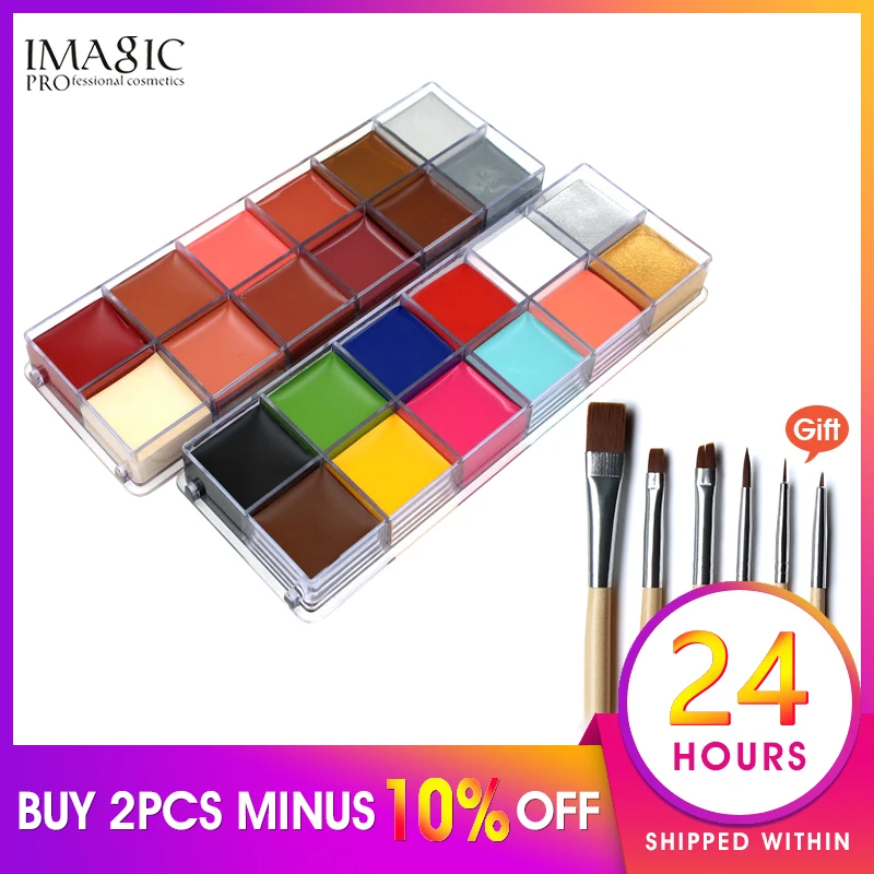 Preise IMAGIC Professionelle Halloween Party Gesicht Körper Malerei Körper Farbe Öl Tattoo Malerei Kunst Make Up Kosmetische Bodypainting 12 Farbe