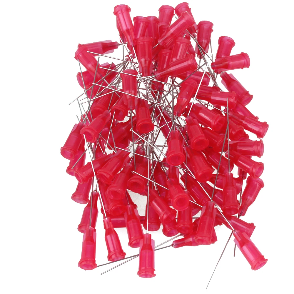 100 шт Красный пластик клей жидкостной шприц дозирующие наконечники иглы 25 калибр