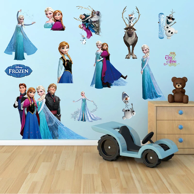 Cartoon Sven Olaf Anna Elsa Kristoff Frozen Wall Stickers For Kids Bedroom Home 