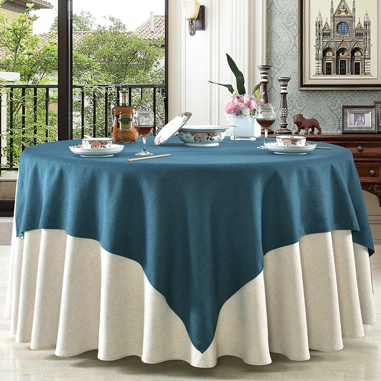 ROMANZO Solid Color High End 100 Cotton Fabric Round Table Cloth Ramie Cotton Thick Dining