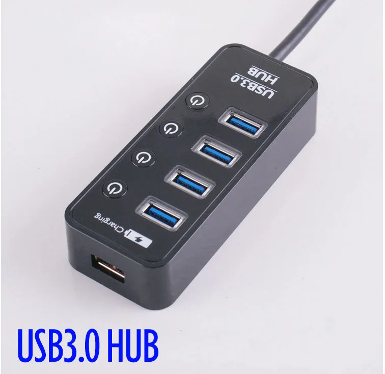 USB 3.0 концентратор Super Скорость внешний 4 Порты и разъёмы USB HUB разветвитель с Мощность Интерфейс для MacBook Air портативных ПК компьютер