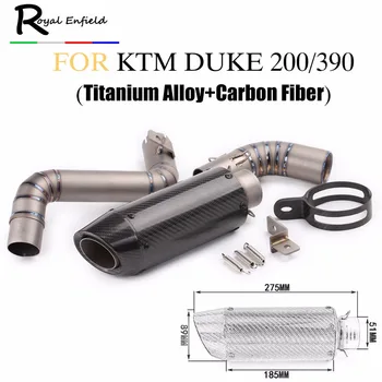 

For KTM Duke 200 390 Motorcycle Exhaust Middle Link Pipe Slip-on system Titanium alloy Carbon fiber muffler for KTM DUKE200 390