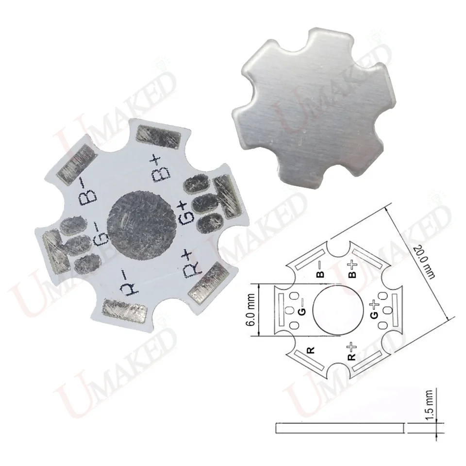 Высокая мощность 1 Вт 3 Вт 5 Вт светодиодный алюминиевый базовый лист печатной платы теплоотвод подложка 20 мм Звездный комплект DIY Охлаждающий радиатор 20 мм для 1 3 5 Вт