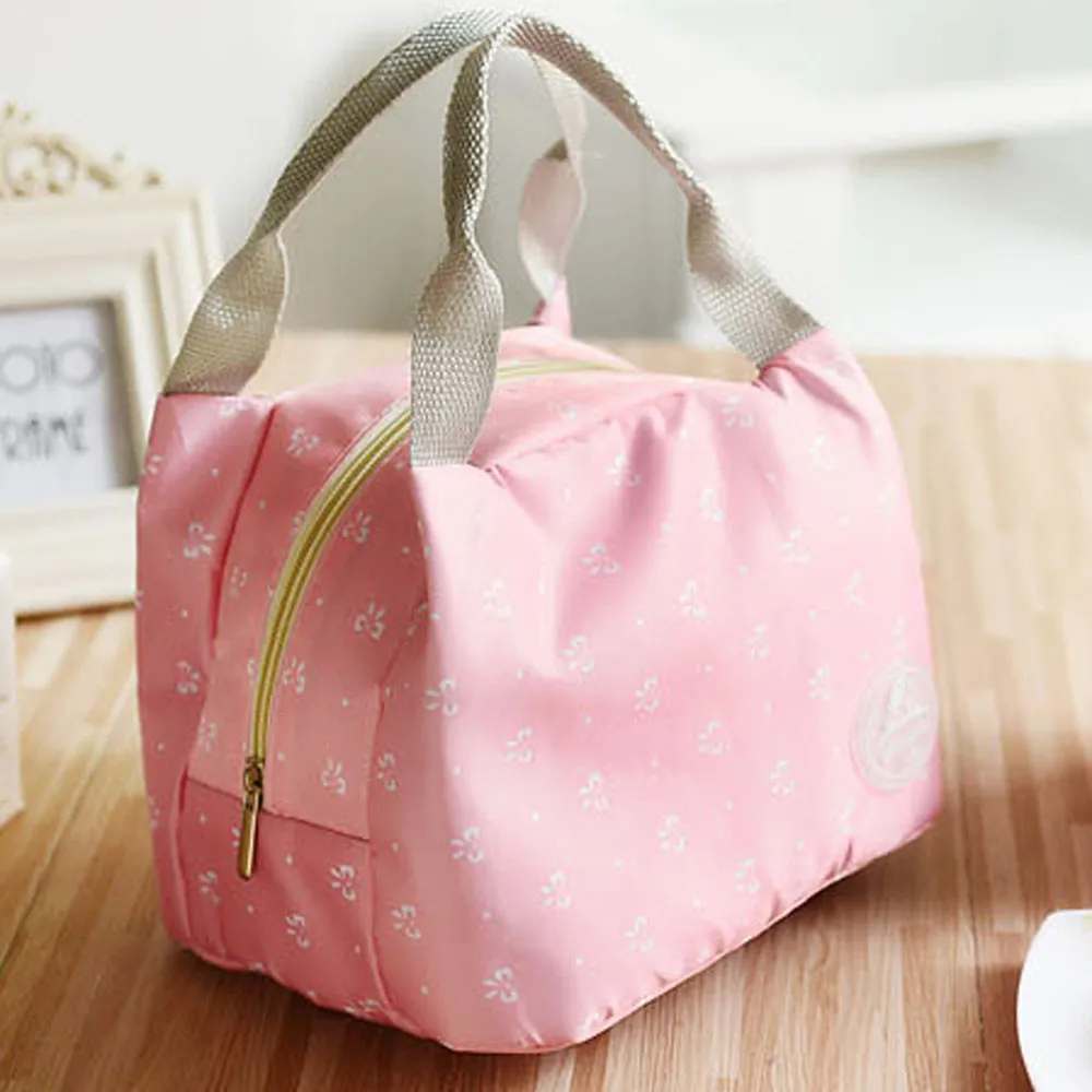 2018 neue Mode Tragbare Mittagessen Tasche Bogen Druck Tote Picknick Isolierte Kühler Zipper Organizer LunchBox Picknick Lagerung Taschen