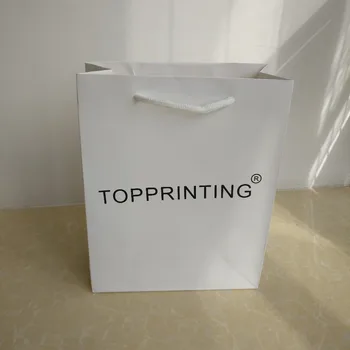 

500pcs/lot 25Hx20x9cm Thick Grossy/Matt White Paper Bags with String with Customized Logo Printing 250g white cardboard