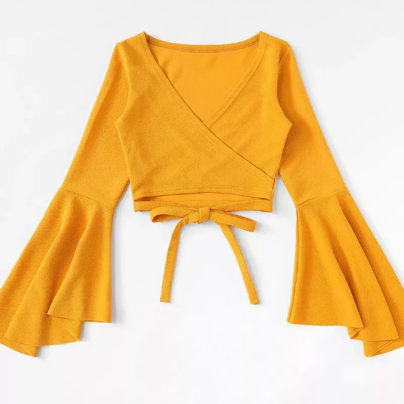 Уличная футболка с длинным рукавом Топ Для женщин рубашки повязки Chemise Femme