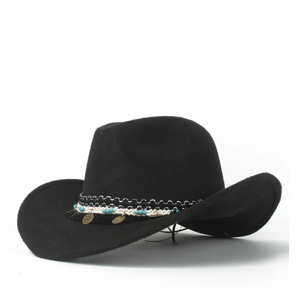 Модная женская западная ковбойская шляпа Женская Вуалетка Outblack Cowgirl Sombrero Hombre джаз шляпа