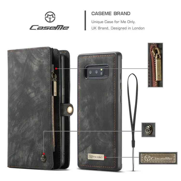 Роскошная кожа caseme чехол для samsung Galaxy Note 10 9 8 S10 S8 S9 плюс A30 A40 A50 A70 бумажник чехол на магните чехол для делового телефона