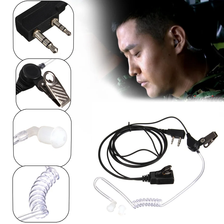 

Retevis 2 Pin Flexible Acoustic Tube Mic Earphone for Baofeng for Kenwood Walkie Talkie Two Way Radio Headset Ear Bud