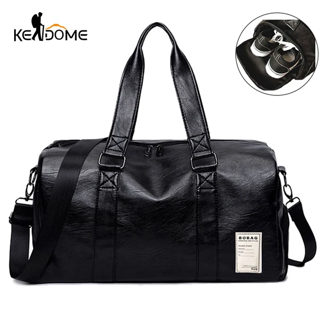 Pu Leather Gym Male Bag Top Female Sport Shoe Bag for Women Fitness Over the Shoulder Yoga Bag Travel Handbags Black Red XA567WD 1