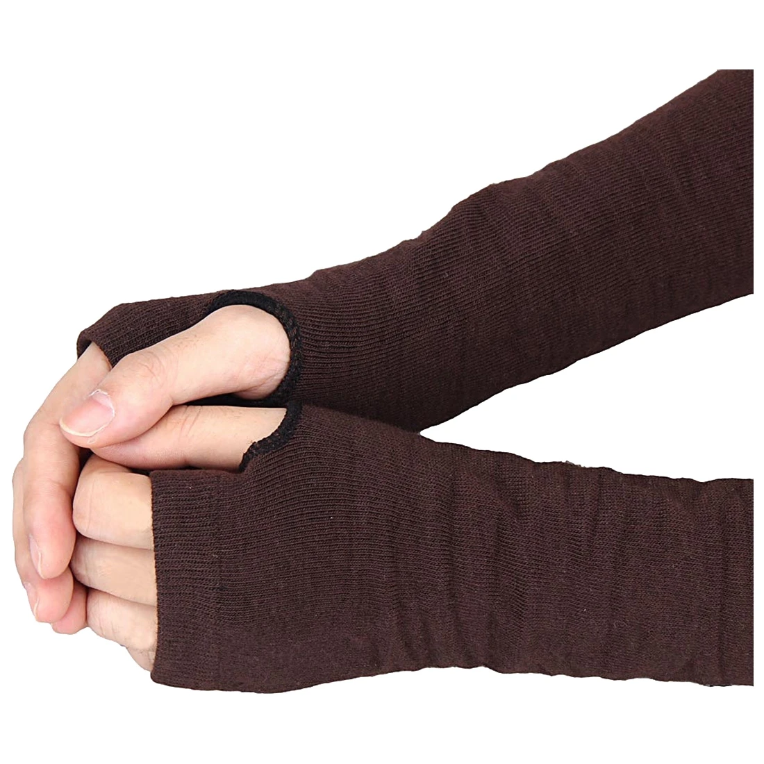 Men Women Unisex Knitted Fingerless Gloves Soft Warm Long Mitten warm Winter, Gray
