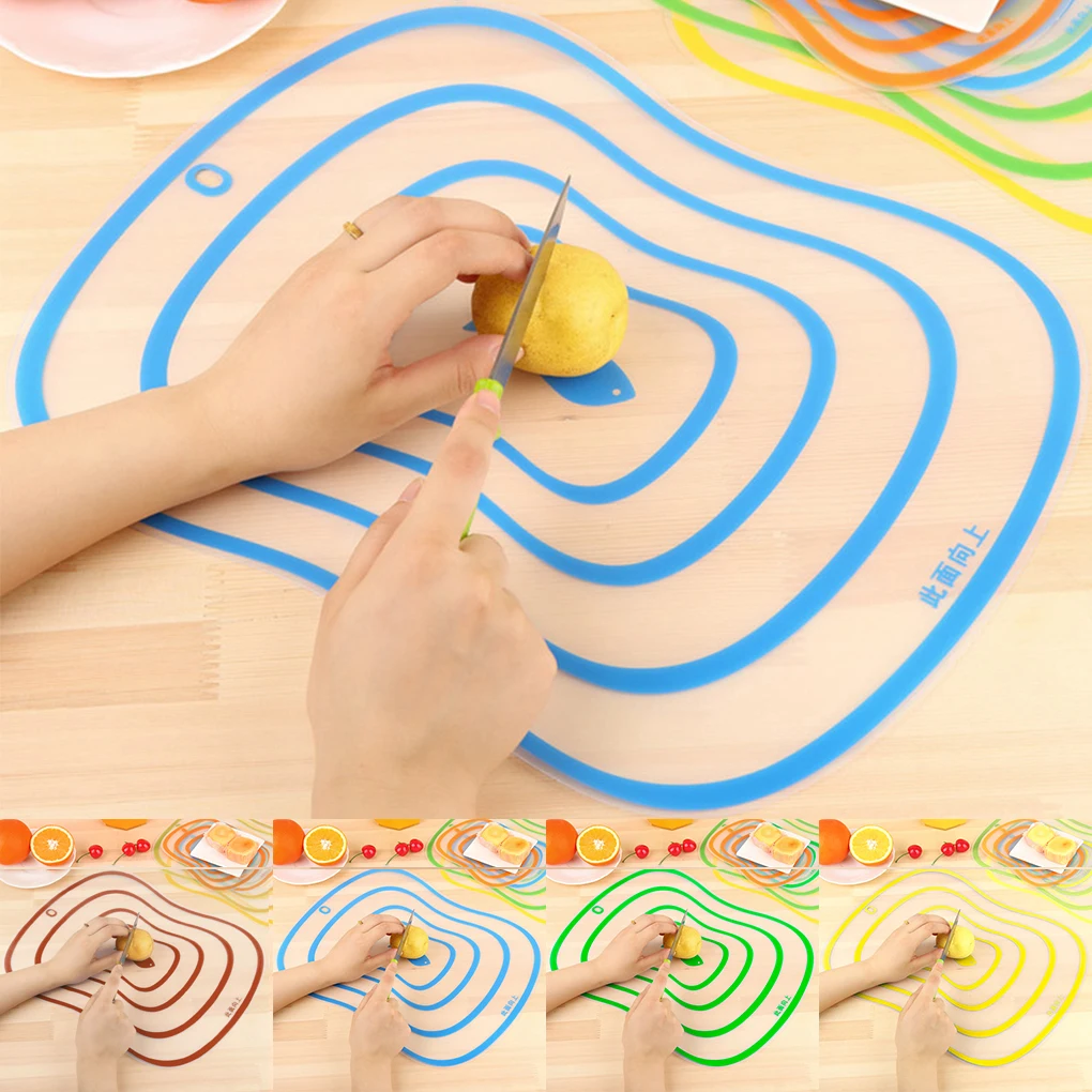 

2019 New 4 Colors Flexible Transparent Cutting Board Kitchen PP Cutting Boards Classification Chopping Board