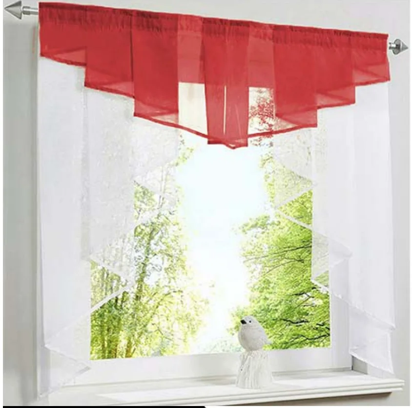 

New Pleated Design Stitching Roman Kitchen Curtains Pelmet Window Valance Tulle Door Pelmet Organza Curtain Decorative Items