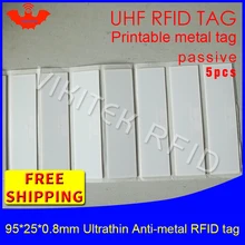 UHF RFID ультратонкий металлический тег 915 м 868 м EPC 5 шт. Основные средства 95*25*0,8 мм большой диапазон ПЭТ Пассивная RFID этикетка