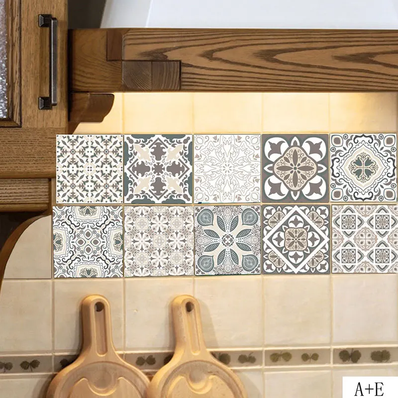 

20*100cm Retro Pattern Tile Floor Sticker PVC Bathroom Kitchen Waterproof Wall Sticker TV Sofa Wall Art Mural Home Decor