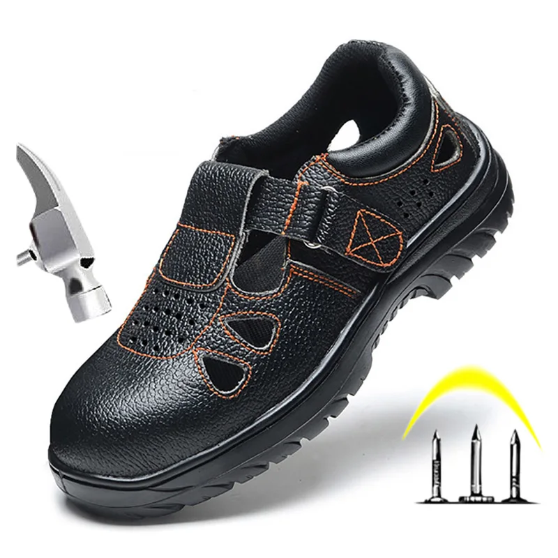 

Men Shoes Work Boots Work Safety Boot Steel Toe Shoes Breathable Anti-smashing Piercing Slip On Leather Safety Shoes Work Boots