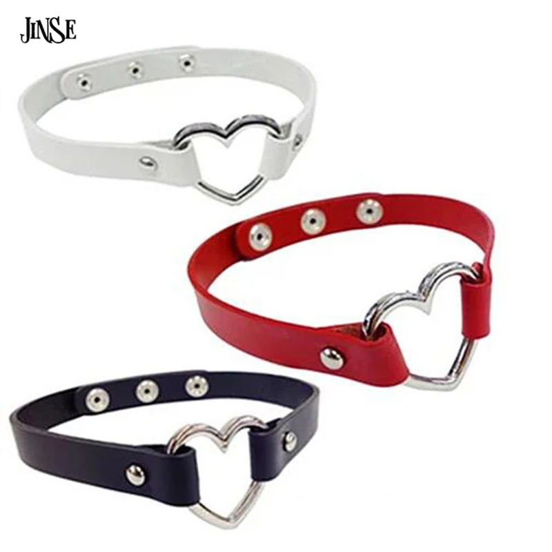 Женское колье чокер из ПУ кожи с заклепками|leather heart collar|choker necklacecollar choker |