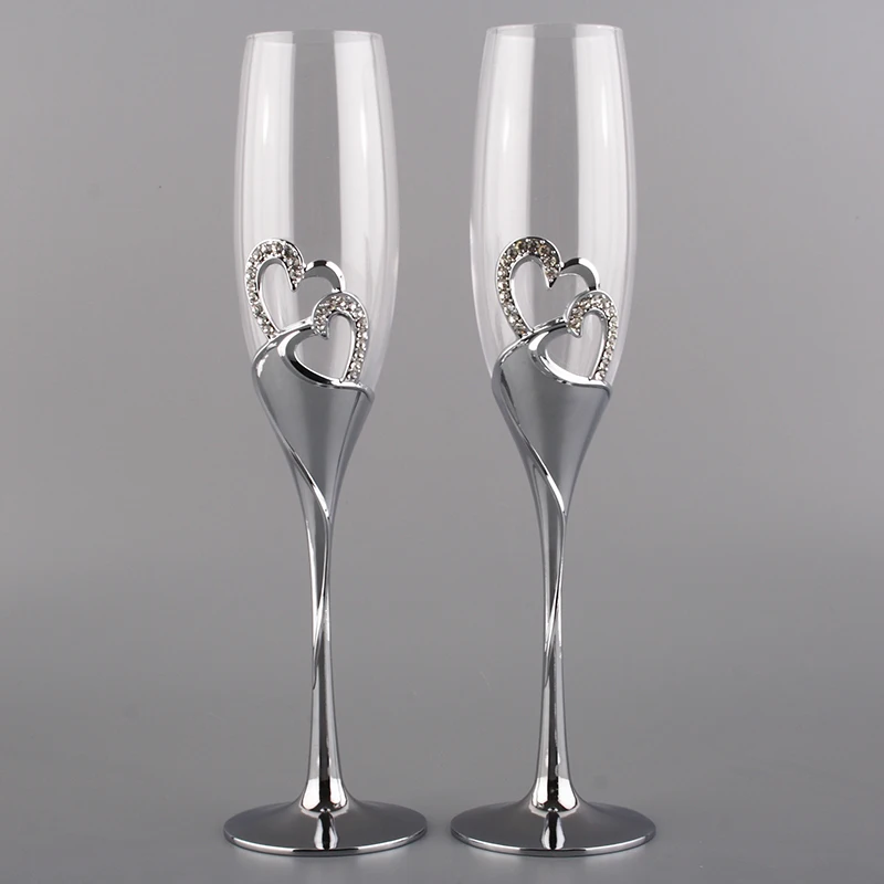 high quality toasting wine glasses set double heart mutual affinity
