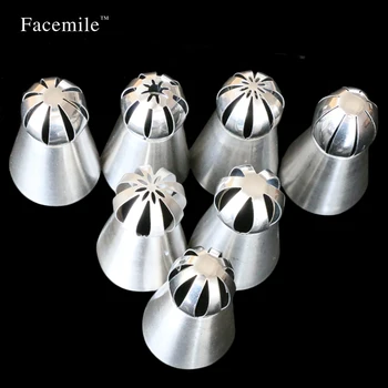 

Facemile 7Pcs Icing Cream Piping Nozzle Tip Stainless Steel Torch Russian Nozzle Tip Set Decorating Tool Pastry Decor 53040
