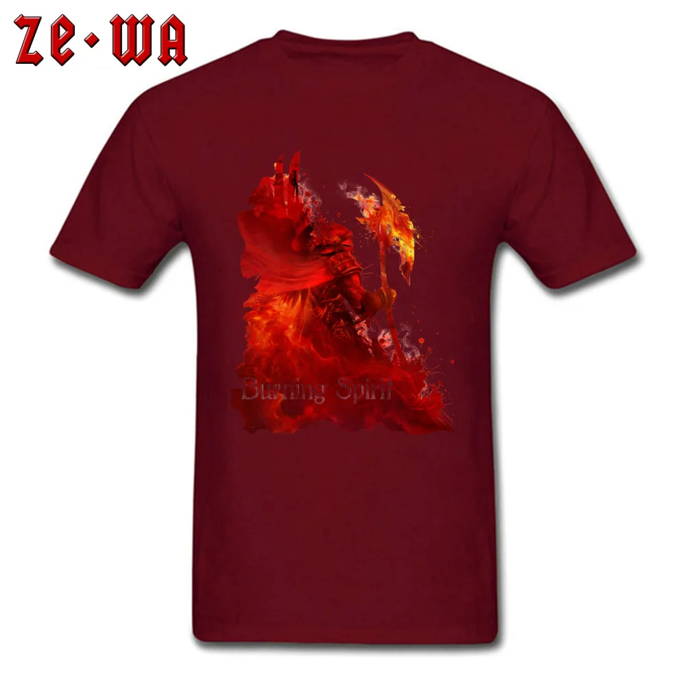 Мужские футболки Burning Spirit Warrior футболка повседневные топы футболки хлопок Crewneck короткий рукав нормальная одежда в японском стиле - Цвет: Maroon