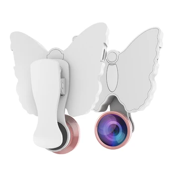 

Butterfly Mini LED Selfie Fill Light RK29 LED Fill Light with Macro Fisheye Wide Angle Lens 3 Brightness For iPhone For Xiaomi