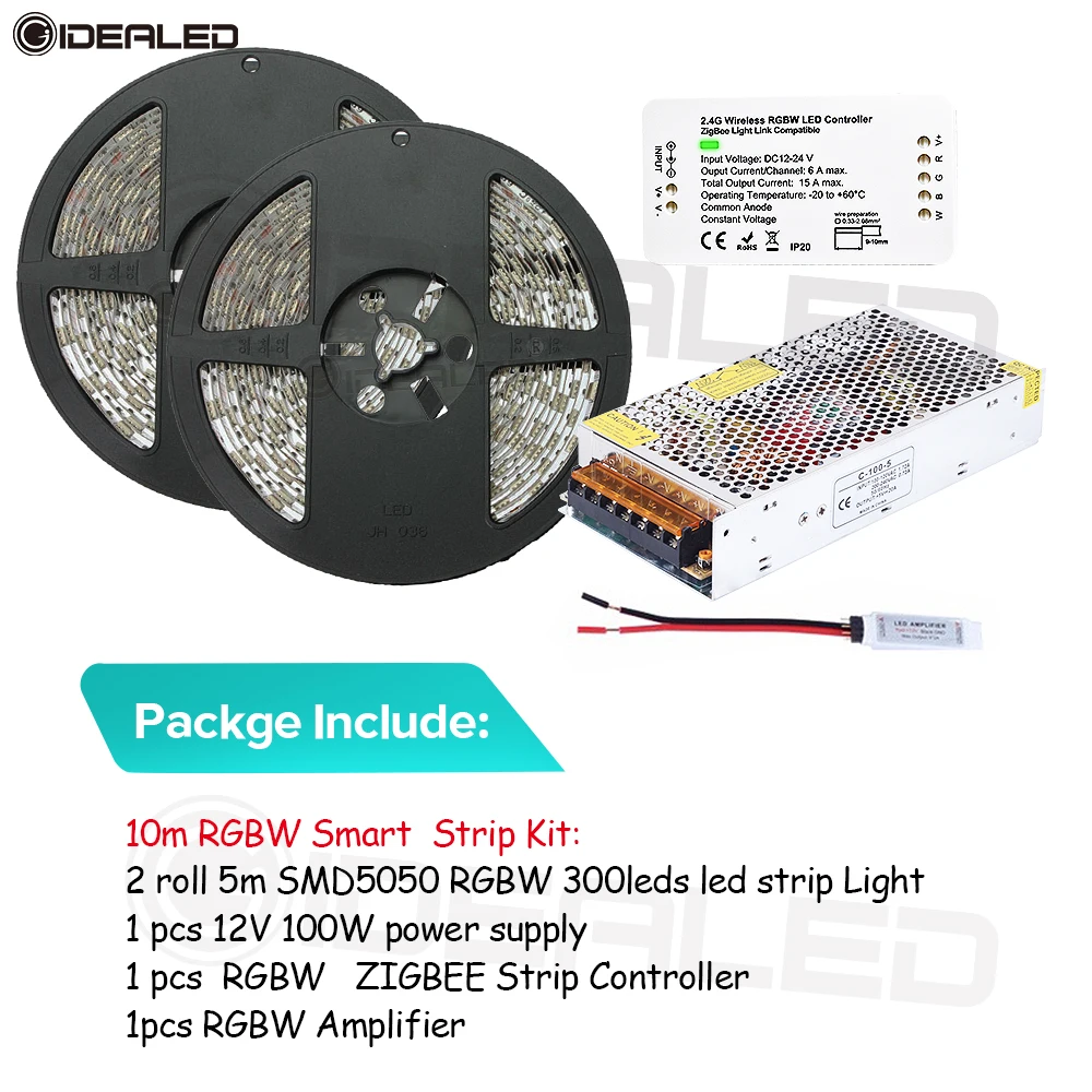 Умный дом ZIGBEE 5 м 300 LEDs rgbw полосы и ZIGBEE светодиодный контроллер zll световая Ссылка для Echo Alexa plus Голосовое управление набор