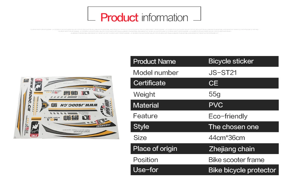 JS выбранный один велосипед наклейки 44 см* 36 см ПВХ абсолютно велосипед наклейка рама колесная вилка лента протектор Наклейка экологичный стиль