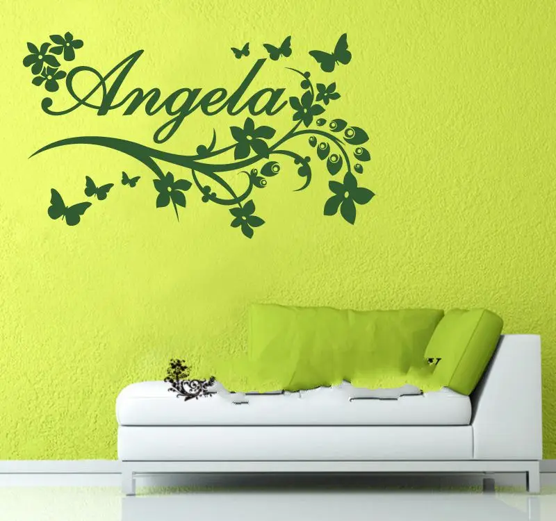 Customer made Personalised Name Butterflies Branch Wall Art Stickers