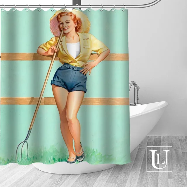 Pin Up Girls Art Shower Curtains Custom Design Creative Shower Curtain Bathroom Waterproof