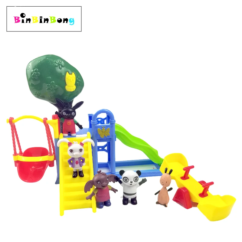 

Bing Bunny Figure Pando Coco Flop Sula Playground Slide Seesaw Action Figure Play House Toy