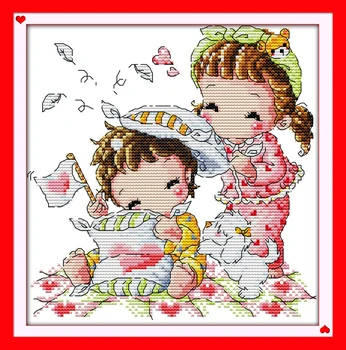 

Joy sunday cartoon style Preparing for bedtime free counted cross stitch patterns kits witn charts for beginners