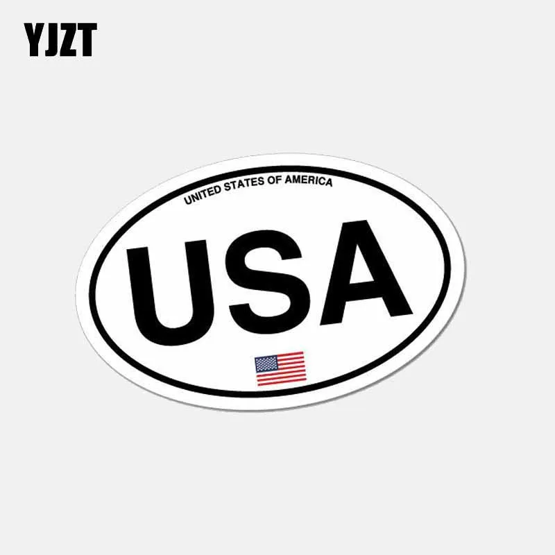 

YJZT 10.5CM*6.5CM Funny Oval USA America Country Code Car Sticker Window Helmet Decal 6-2638