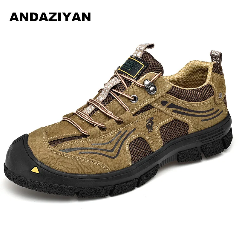 

2019 new men's shoes leather breathable outdoor casual shoes thick sole