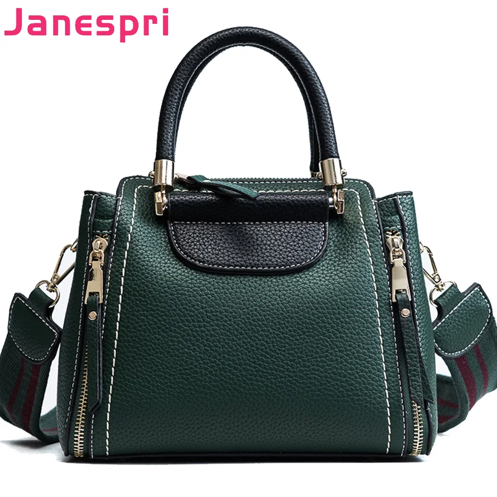 

Janespri High Capacity Soft PU Leather Female Handbags Fashion Panelled Women Shoulder Bag Daily Women Casual Tote Messenger Bag