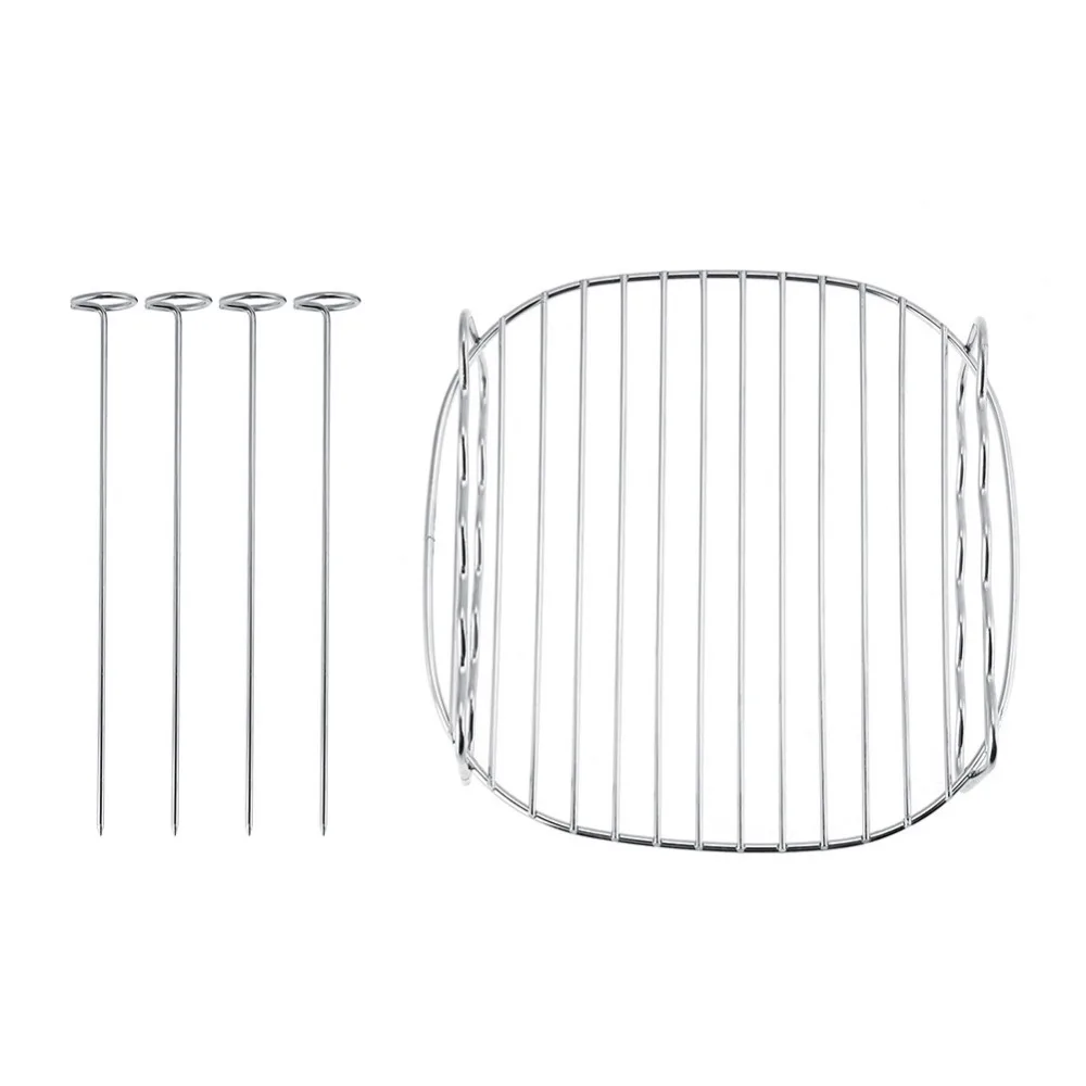 Replacement BBQ Rack Double Layer Skewers Baking Tray Roast Folder Basket Tool Meat Fish
