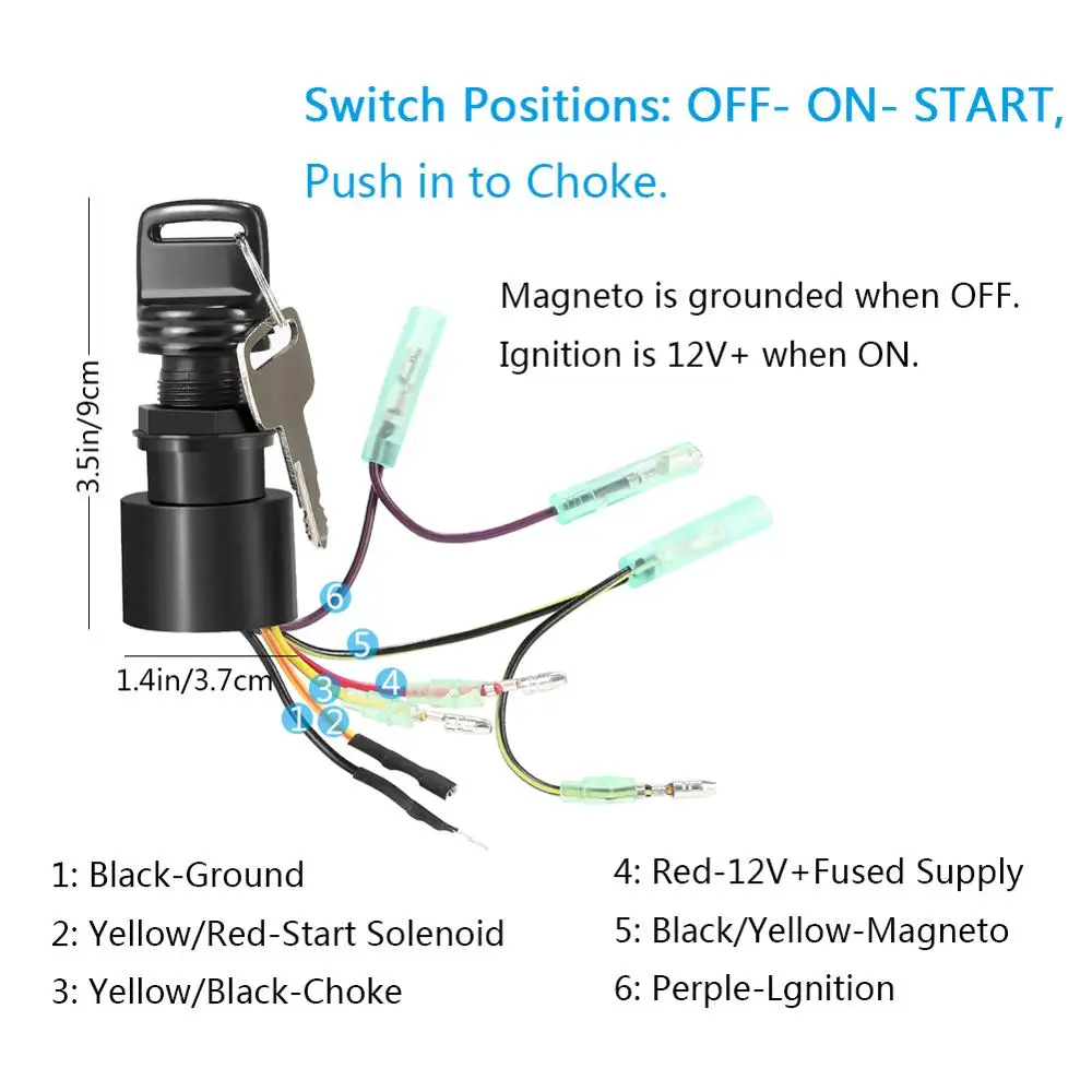 Boat Motor Ignition Key Switch 87-17009A5 for Mercury 3 Position Off-Run-Start